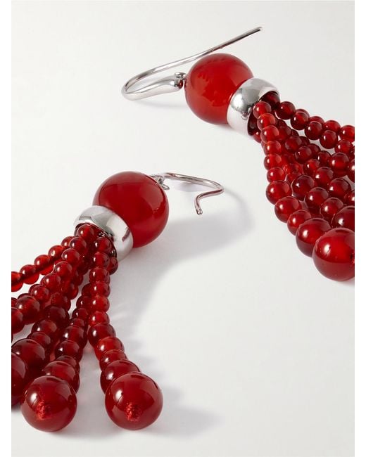 Le Sundial Red Venice Opera Tasselled Carnelian Earrings