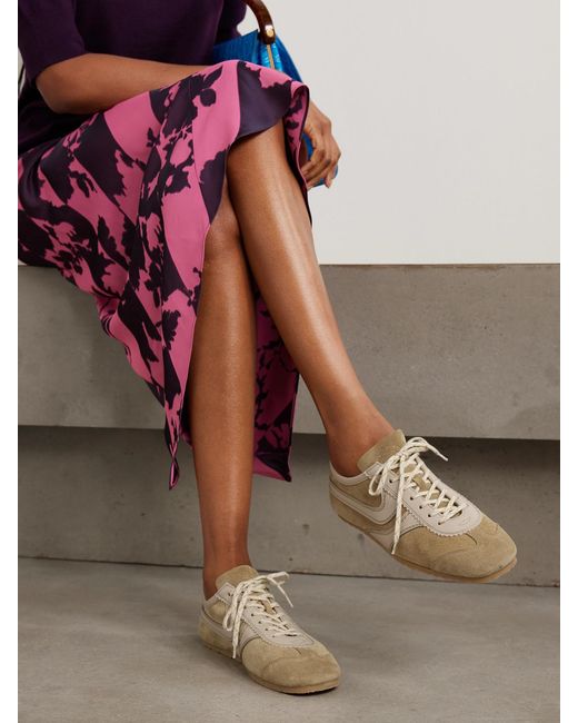 Dries Van Noten Natural Leather-Trimmed Suede Sneakers