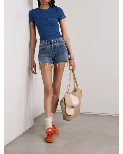 Agolde Blue Parker Vintage Cutoff Organic Denim Shorts
