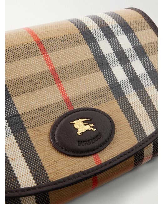 Burberry Natural Leather-Trimmed Checked Coated-Canvas Clutch