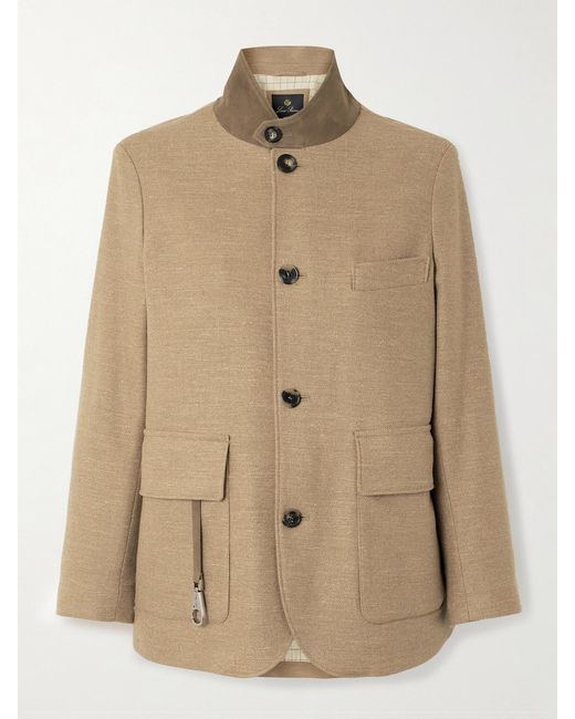 Loro Piana Natural Roadster Suede-Trimmed Cotton-Twill Jacket