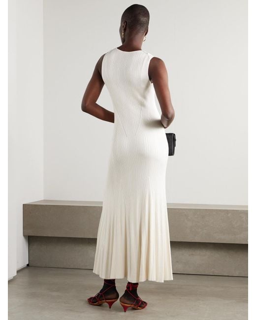 Adam Lippes White Vivian Ribbed Silk Maxi Dress