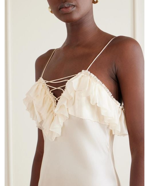 Ulla Johnson White Elaria Ruched Silk Maxi Dress