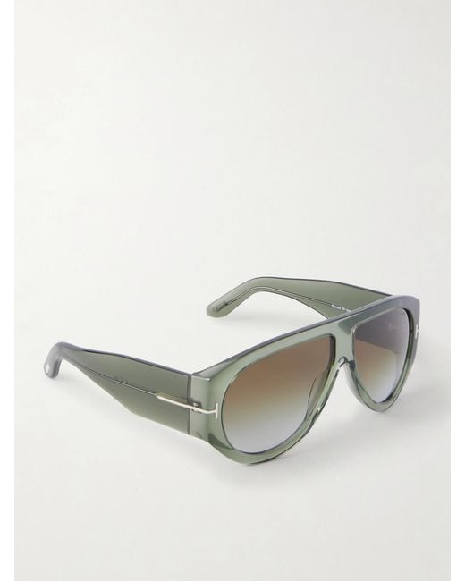 Tom Ford Green Bronson D-Frame Tortoiseshell Acetate Sunglasses