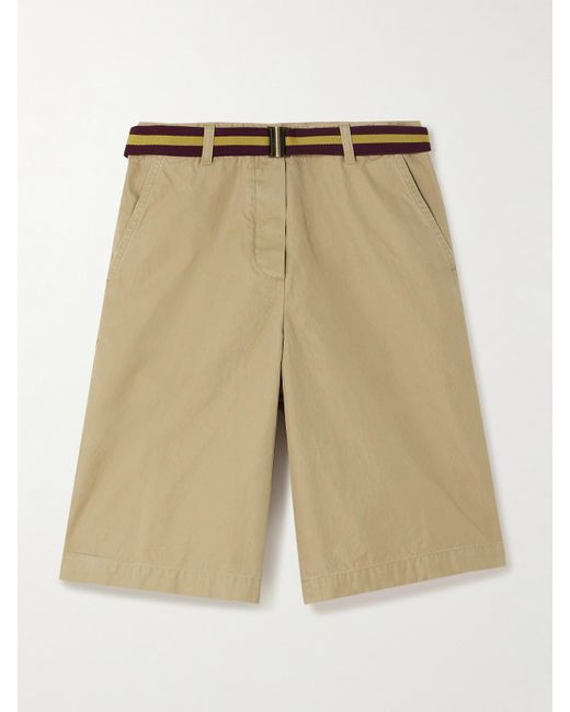 Dries Van Noten Natural Shorts Aus Baumwoll-Twill Mit Gürtel