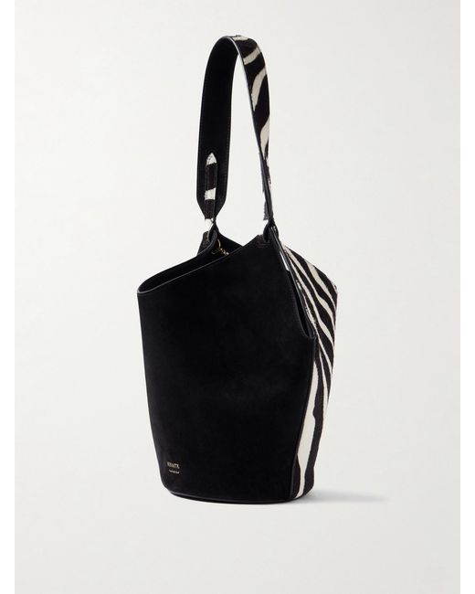 Khaite White Lotus Mini Zebra-Print Calf Hair And Suede Tote