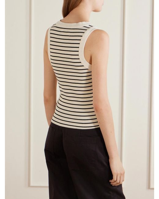 Citizens of Humanity Gray Caralyn Striped Ribbed Cotton-Blend Tank