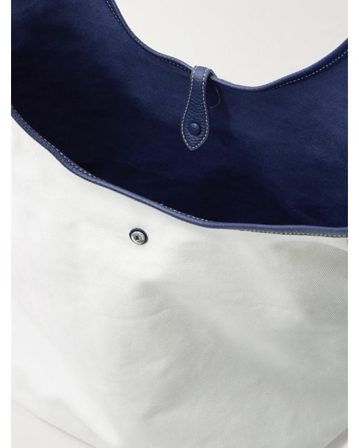Polo Ralph Lauren White Polo Play Große Tote Aus Baumwoll-Canvas Mit Besätzen Aus Strukturiertem Leder