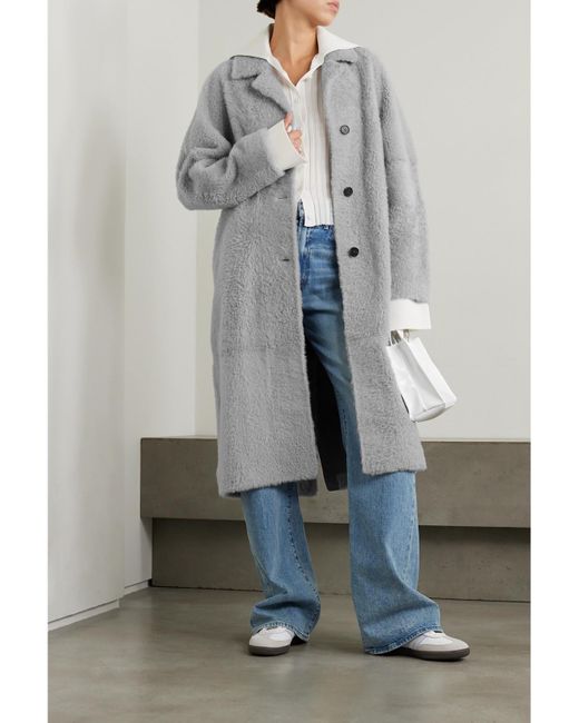 UTZON Gray Cassidy Reversible Shearling Coat