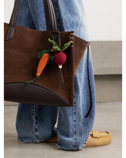 J.W. Anderson White Carrot Crocheted Cotton And Leather Bag Charm