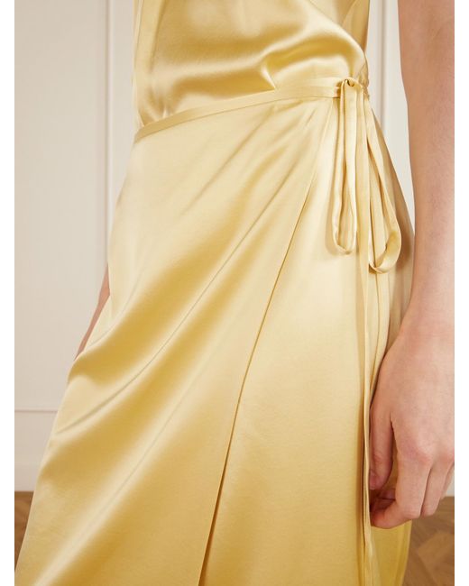 Aflalo Yellow Rixa Satin Wrap Midi Skirt