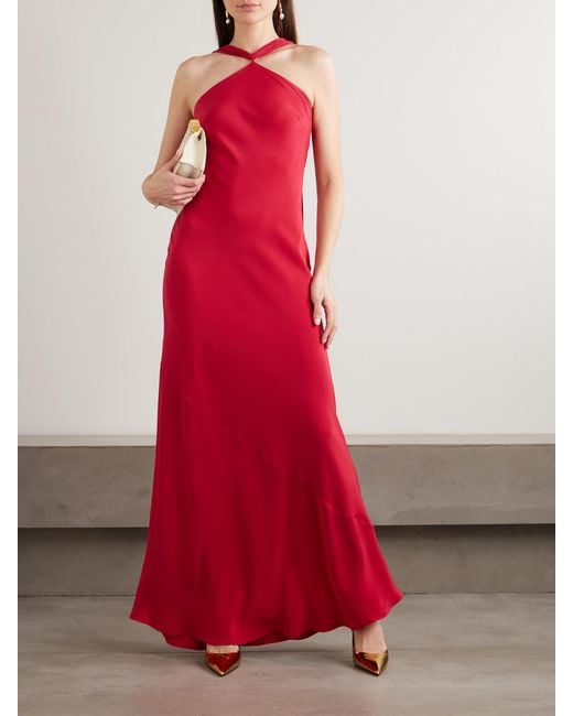 Cult Gaia Pheobe Fringed Silk-Chiffon Halterneck Maxi Dress in Red | Lyst Cult Gaia Pheobe Fringed Silk-Chiffon Halterneck Maxi Dress in Red | Lyst