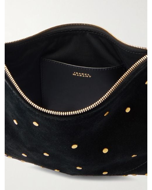 Sac Porté Épaule En Daim À Clous Oskan Moon Isabel Marant en coloris White