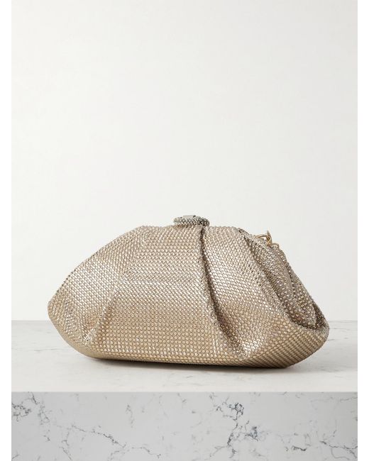 Judith Leiber Natural Gemma Crystal-Embellished Satin Clutch