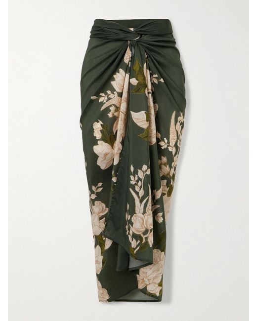 Agua Bendita Green Lavanda Gardenia Pareo Aus Voile Aus Einer Baumwoll-Seidenmischung Mit Blumenprint