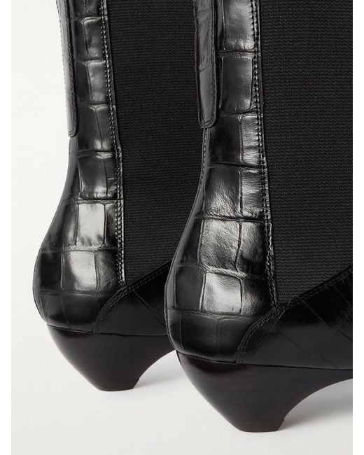 Le Monde Beryl Black Allegra Croc-Effect Leather Chelsea Boots