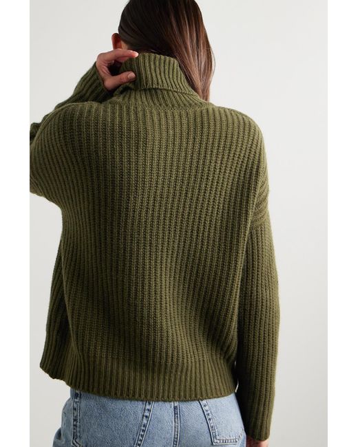 La Ligne Toujours Ribbed Cashmere Turtleneck Sweater in Green | Lyst