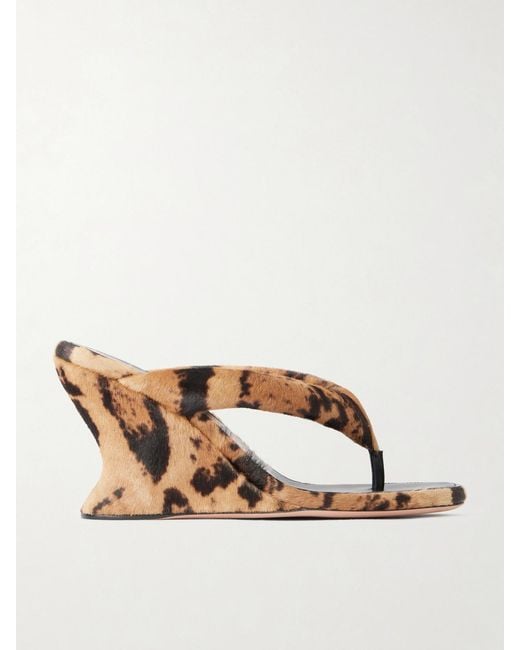 Balenciaga Brown Gaeta Leopard-Print Pony Hair Wedge Mules