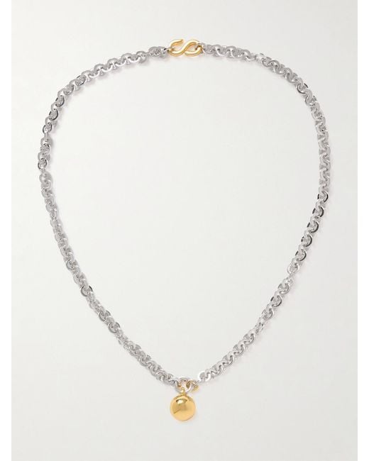 Laura Lombardi Natural Campana Rhodium- And-Plated Necklace