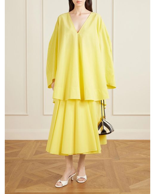 Jacquemus Yellow Paysan Oversized Cotton-Blend Mini Dress