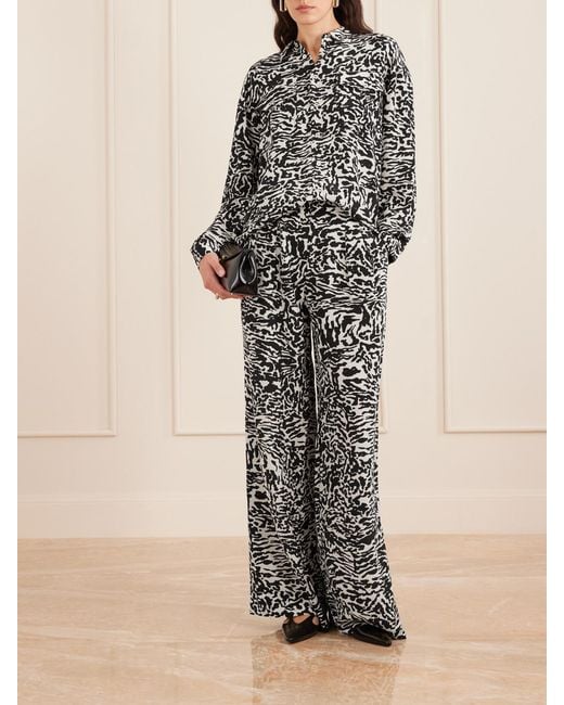 Ulla Johnson Black Soren Zebra-Print Silk Crepe De Chine Shirt