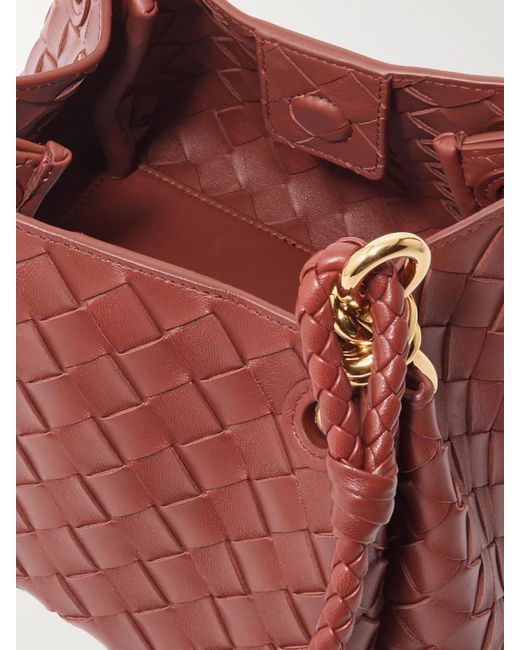 Bottega Veneta Red Parachute Small Intrecciato Leather Shoulder Bag