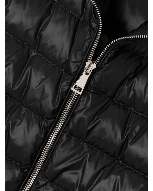 Moncler Black Cardigan Aus Wolle Und Gestepptem Shell Mit Daunenfüllung