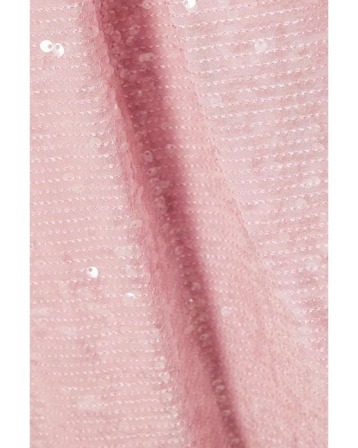 Erdem Pink Kenley Cape-Effect Gathered Sequined Chiffon Gown
