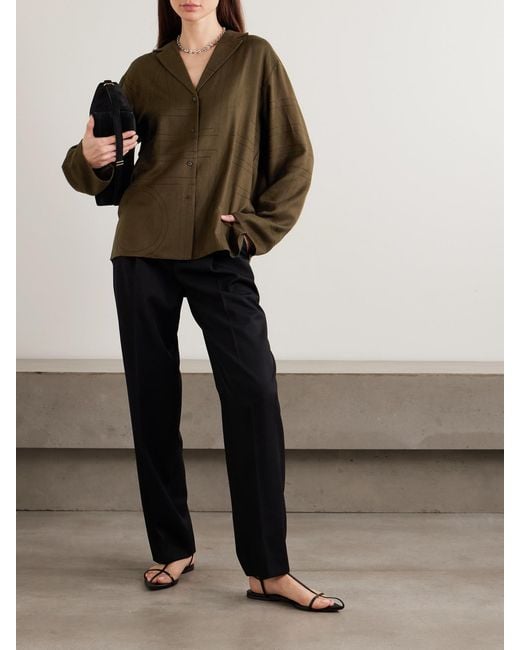 Totême Green Embroidered Modal-Twill Shirt