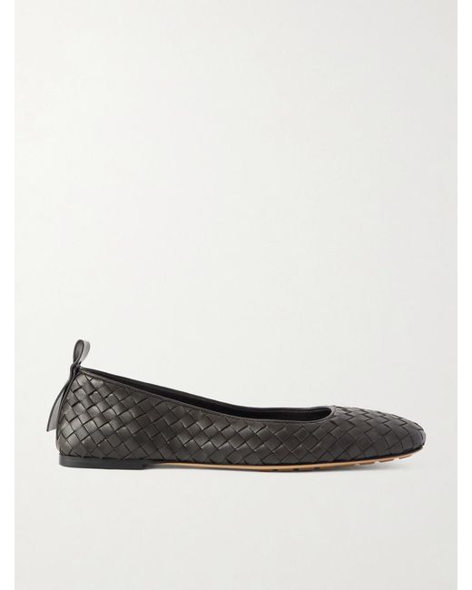 Bottega Veneta White Charlotte Intrecciato Leather Ballet Flats