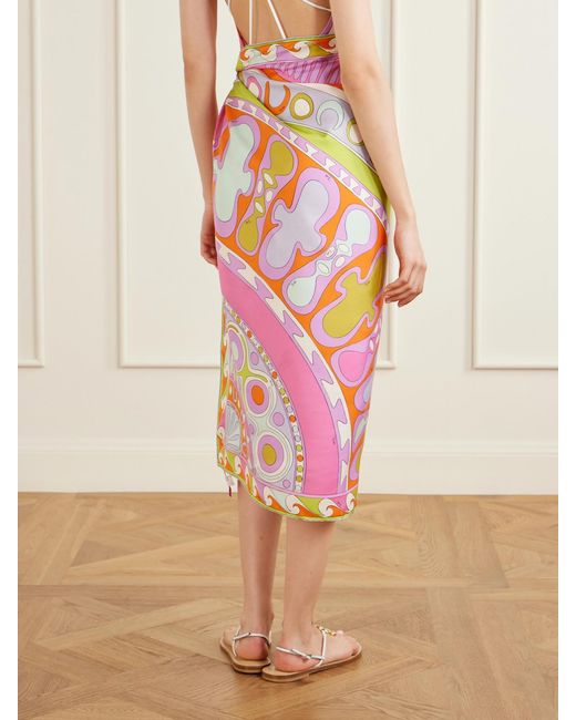 Emilio Pucci Pink Printed Silk-Twill Scarf