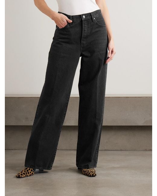 FRAME Black The Collegiate High-Rise Wide-Leg Jeans