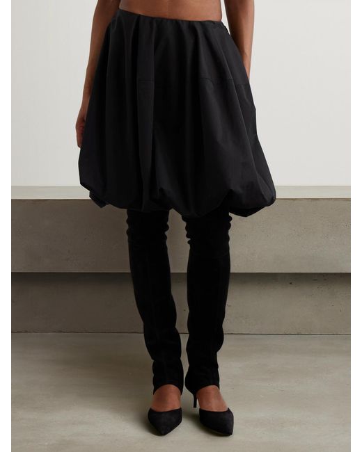 Alaïa Black Gathered Cotton-Poplin Mini Skirt