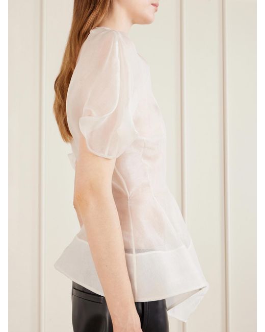 Khaite White Rumi Silk Organza Top