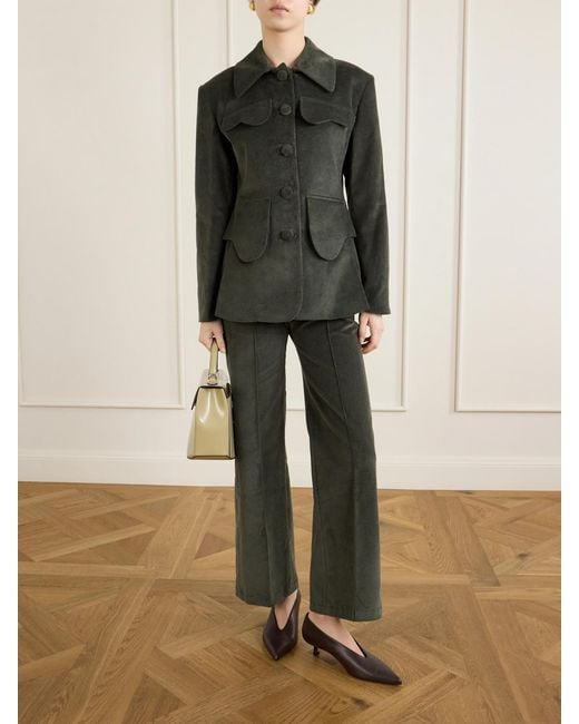 D'Estree Green Tamara Cotton-Blend Corduroy Blazer