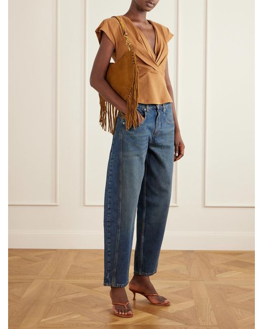 Isabel Marant Brown Oskan Soft Fringed Suede Shoulder Bag