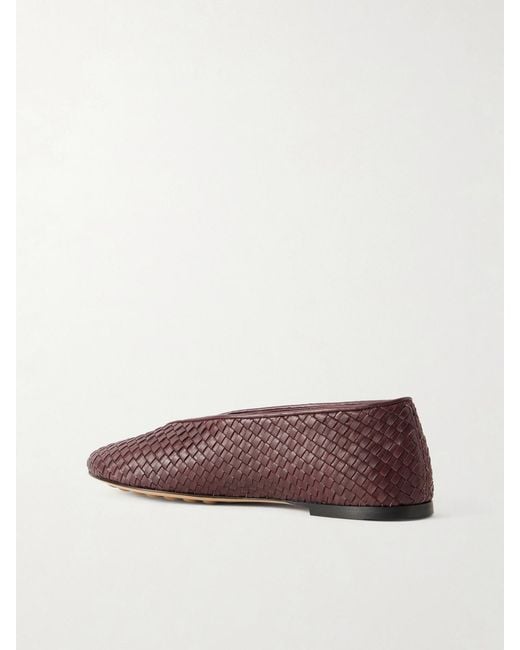 Bottega Veneta Brown Rosa Intrecciato Leather Ballet Flats