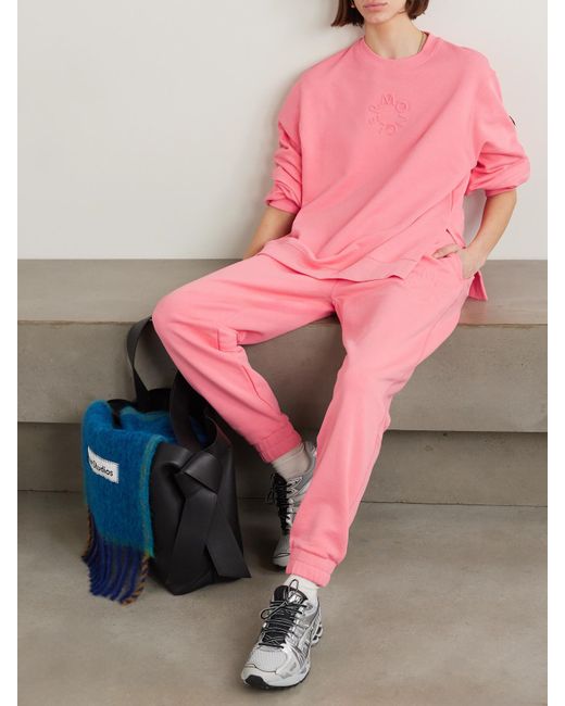 Moncler Pink Debossed Cotton-Jersey Sweatshirt