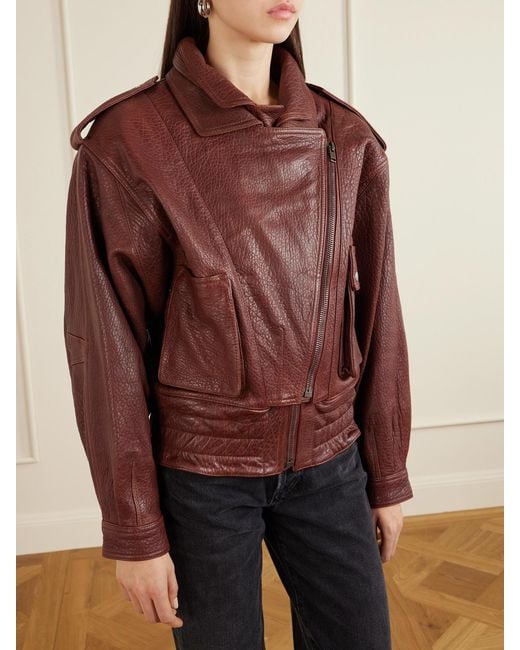 Isabel Marant Brown Aneli Mehrlagige Jacke Aus Strukturiertem Leder