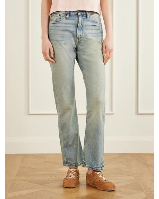 RRL Blue Mid-Rise Straight-Leg Jeans