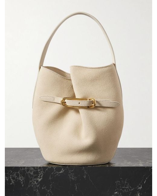 Liffner Natural Buckled Suede Bucket Bag