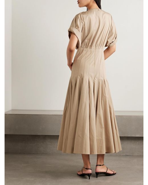 Proenza Schouler Natural Ciara Pleated Cotton-Blend Poplin Midi Dress