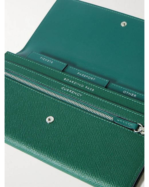 Smythson Green Marshall Textured-Leather Travel Wallet