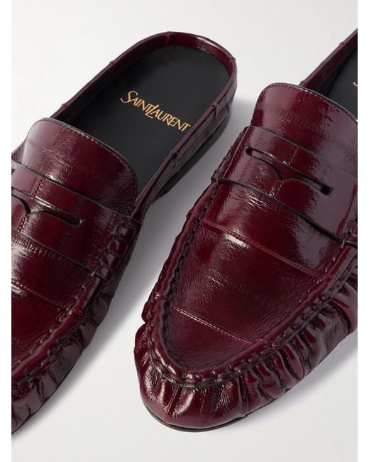 Chaussons De Ville En Cuir D'Anguille Le Loafer Saint Laurent en coloris Brown