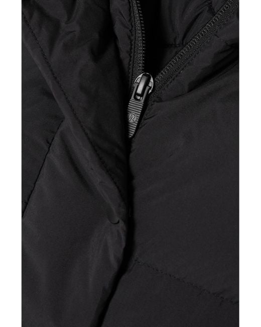 lululemon athletica Black Wunder Puff Verkürzte Daunenweste Aus Gestepptem Recyceltem Glyde-Material Mit Kapuze