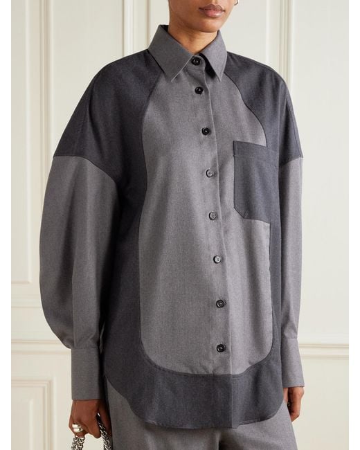 Stella McCartney Gray Oversized Paneled Wool-Twill Shirt