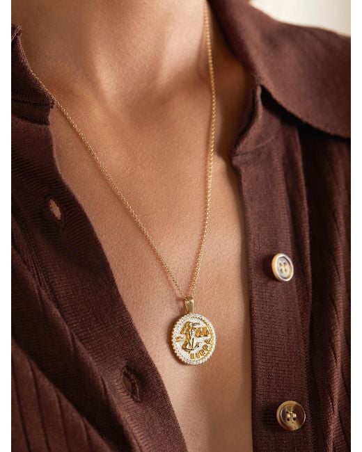 Anita Ko Metallic Zodiac Large 18-Karat Diamond Necklace