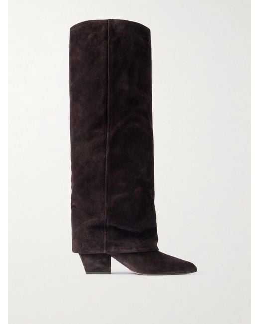 Paris Texas Black Jane 60 Folded Suede Knee Boots