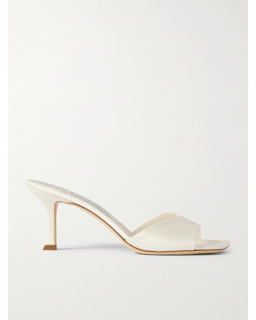 Jimmy Choo Natural Skye 70 Satin Mules