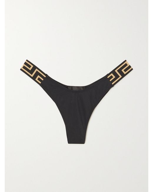 Bas De Bikini À Bande Greca Versace en coloris Black